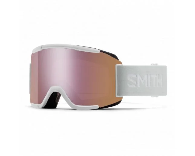 SMITH SQUAD WHITE VAPOUR LOW BRIDGE FIT GOGGLES CHROMAPOP EVERYDAY ROSE GOLD MIRROR/YELLOW